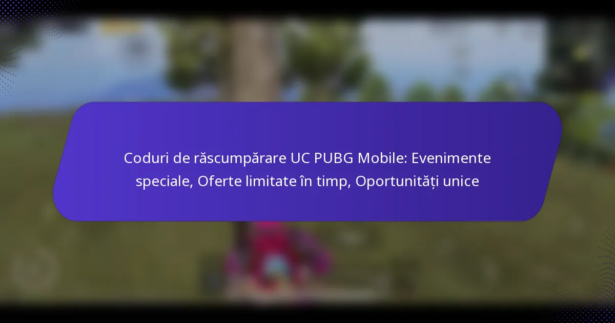 Coduri de răscumpărare UC PUBG Mobile: Evenimente speciale, Oferte limitate în timp, Oportunități unice