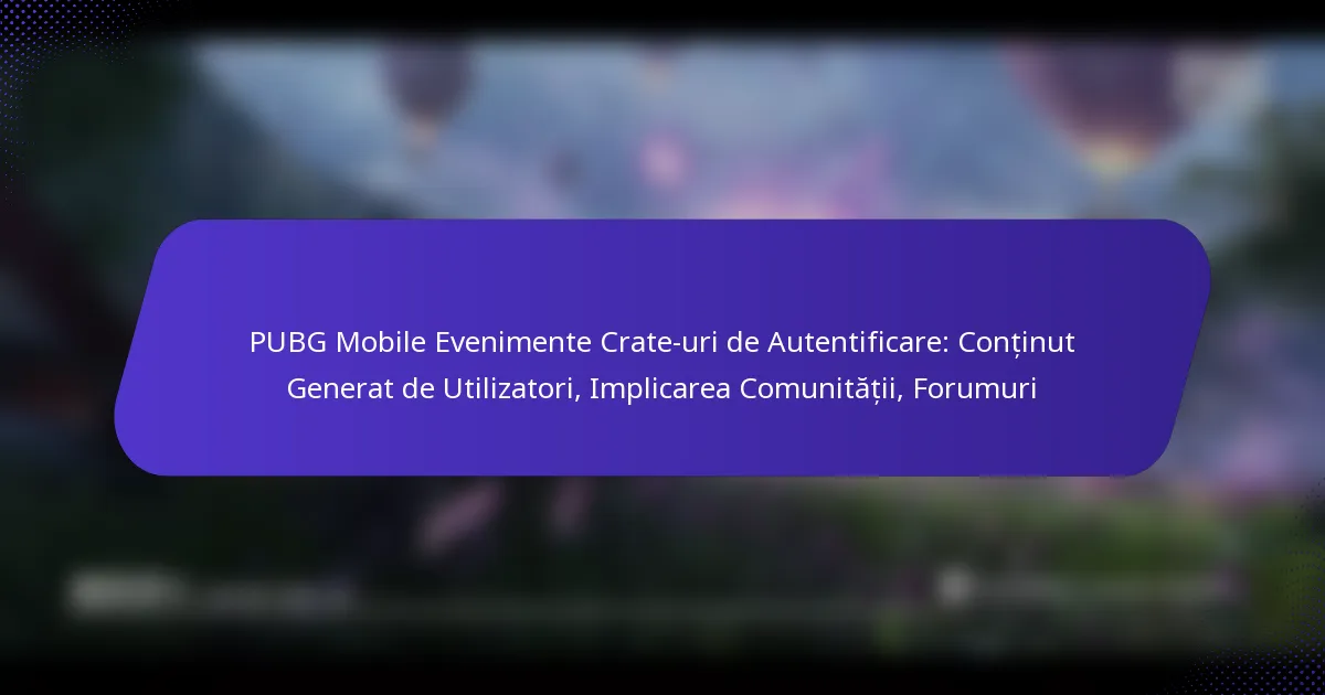 PUBG Mobile Evenimente Crate-uri de Autentificare: Conținut Generat de Utilizatori, Implicarea Comunității, Forumuri