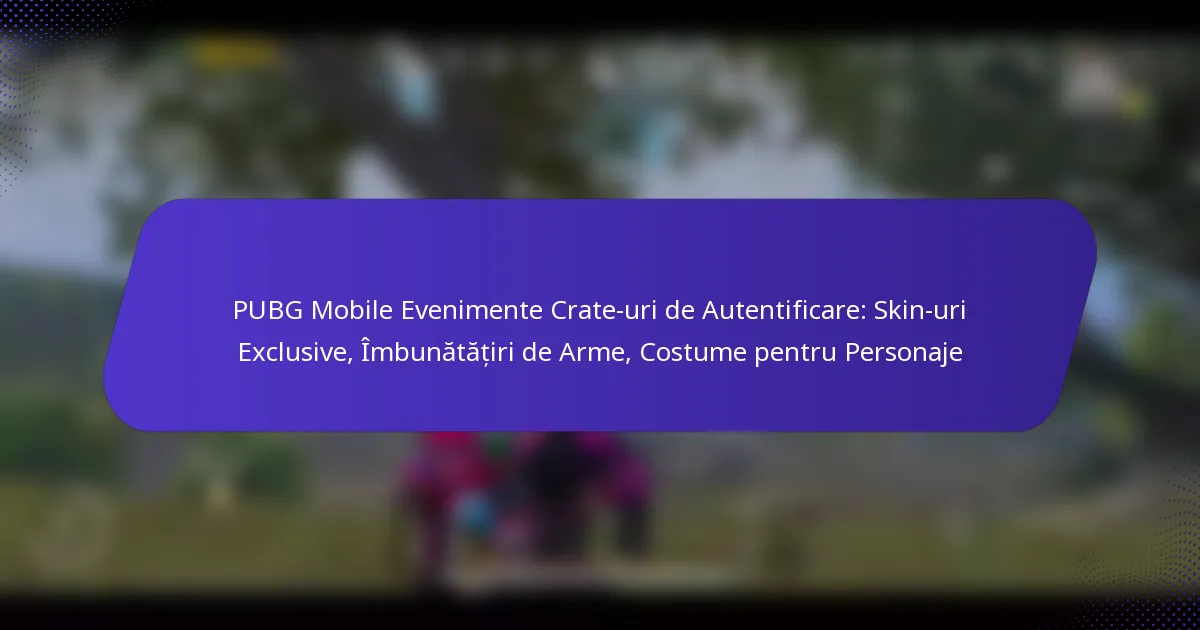 PUBG Mobile Evenimente Crate-uri de Autentificare: Skin-uri Exclusive, Îmbunătățiri de Arme, Costume pentru Personaje